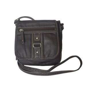 Small Black Crossbody Bag Soft Pebbled Faux Leather Multi Comp Moto Zip Boho